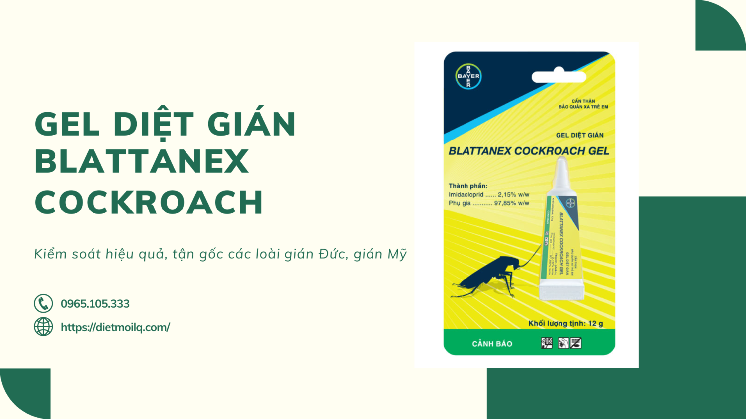 Gel diệt gián Blattanex Cockroach - Kiểm soát hiệu quả, tận gốc các loài gián Đức, gián Mỹ