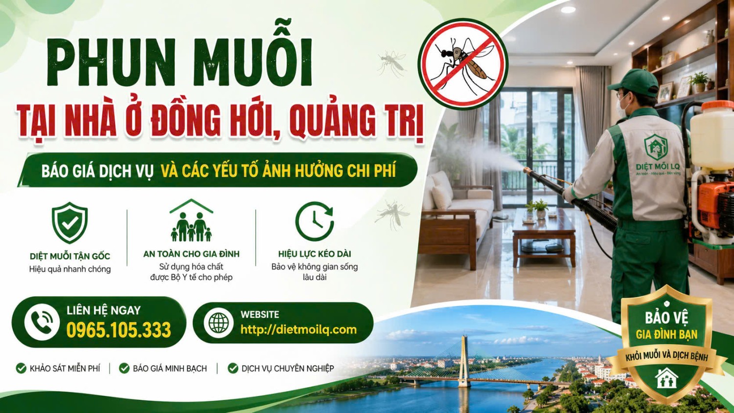 Phun muỗi tại nhà ở Đồng Hới, Quảng Trị – Báo giá dịch vụ và các yếu tố ảnh hưởng chi phí